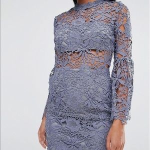 Love Triangle lace long sleeve midi pencil dress